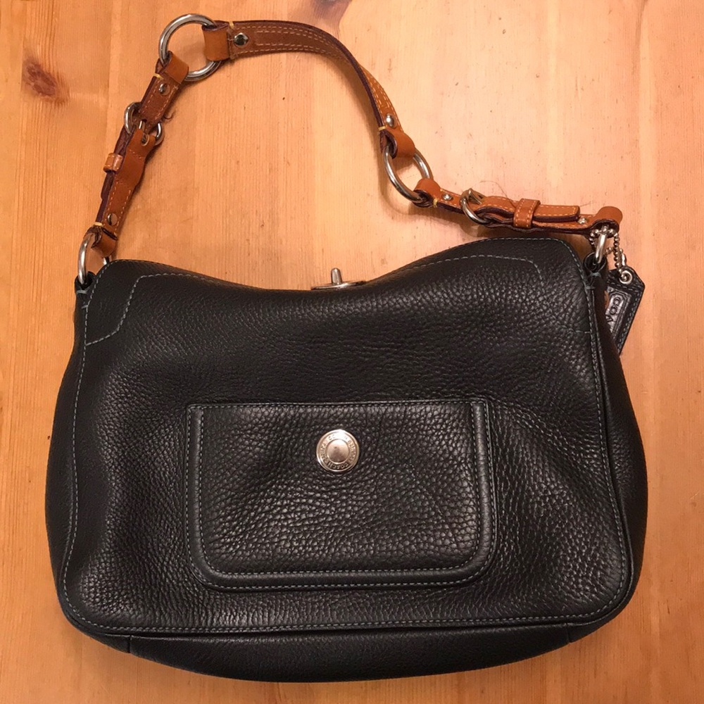 Vintage Coach Chelsea Black Pebbled Handbag
